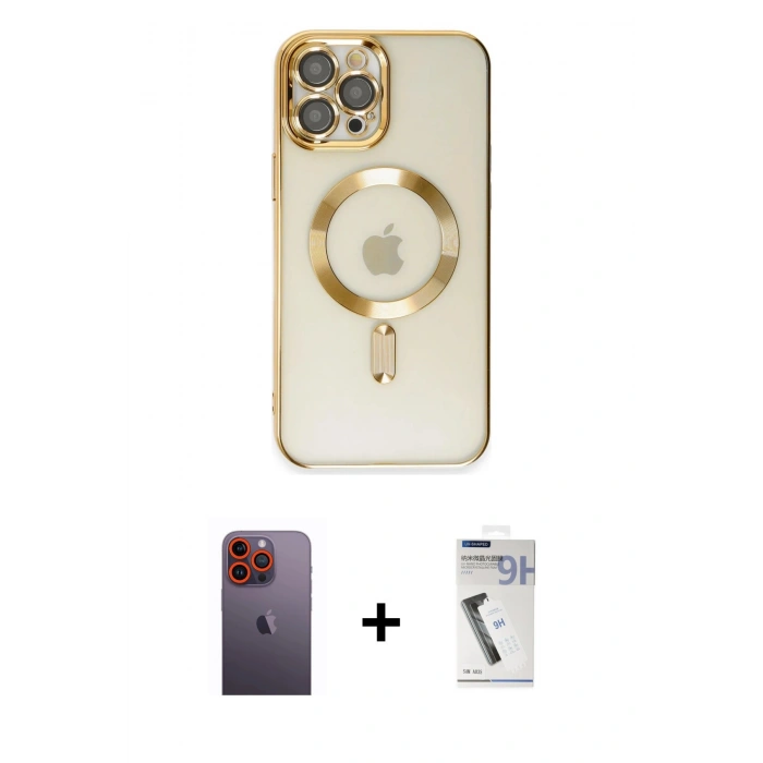 MARSİLYAN™- iPhone 12 Pro Max Kılıf Nova Işık Özel Seri - Şeffaf Uv Polymer Nano Ekran Koruyucu + Neon Fosforlu Kamera Lens - TU