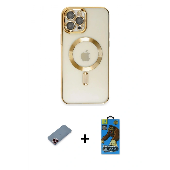 MARSİLYAN™- iPhone 12 Pro Max Kılıf Nova Işık Özel Seri - Siyah 18D Cam Ekran Koruyucu + Metal Kamera Lens Koruma Cam - KI