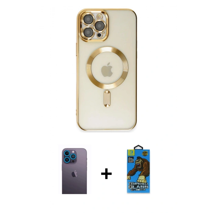 MARSİLYAN™- iPhone 12 Pro Max Kılıf Nova Işık Özel Seri - Siyah 18D Cam Ekran Koruyucu + Neon Fosforlu Kamera Lens - MI