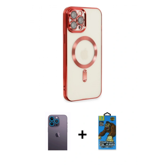 MARSİLYAN™- iPhone 12 Pro Max Kılıf Nova Işık Özel Seri - Siyah 18D Cam Ekran Koruyucu + Neon Fosforlu Kamera Lens - MI