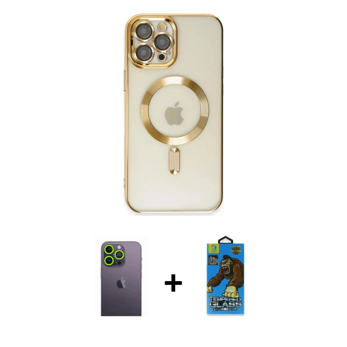 MARSİLYAN™- iPhone 12 Pro Max Kılıf Nova Işık Özel Seri - Siyah 18D Cam Ekran Koruyucu + Neon Fosforlu Kamera Lens - YL