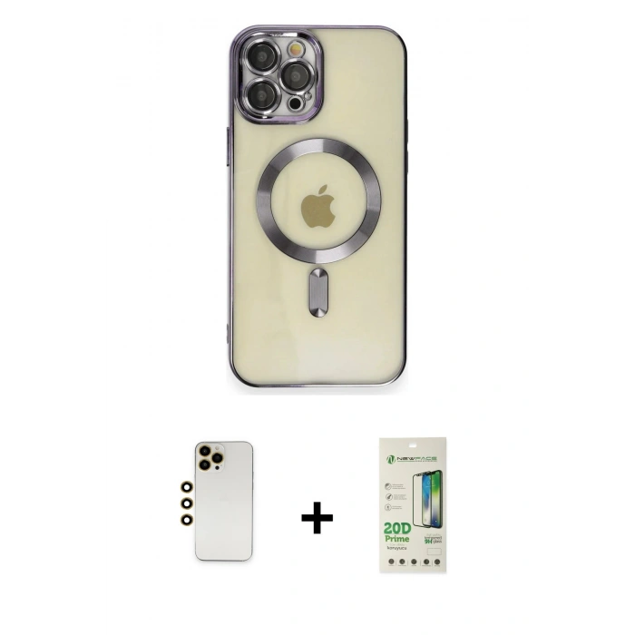 MARSİLYAN™- iPhone 12 Pro Max Kılıf Nova Işık Özel Seri - Siyah 20D Premium Cam Ekran Koruyucu + Shine Kamera Lens - GD