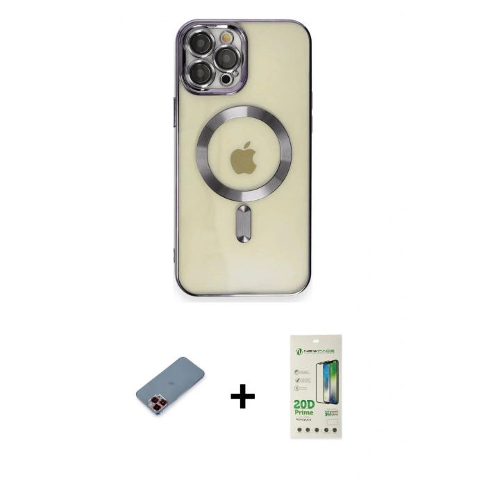 MARSİLYAN™- iPhone 12 Pro Max Kılıf Nova Işık Özel Seri - Siyah 20D Premium Cam Ekran Koruyucu + Metal Kamera Lens Koruma Cam - KI