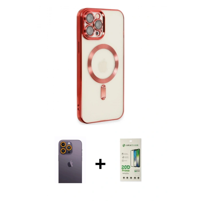 MARSİLYAN™- iPhone 12 Pro Max Kılıf Nova Işık Özel Seri - Siyah 20D Premium Cam Ekran Koruyucu + Neon Fosforlu Kamera Lens - SI