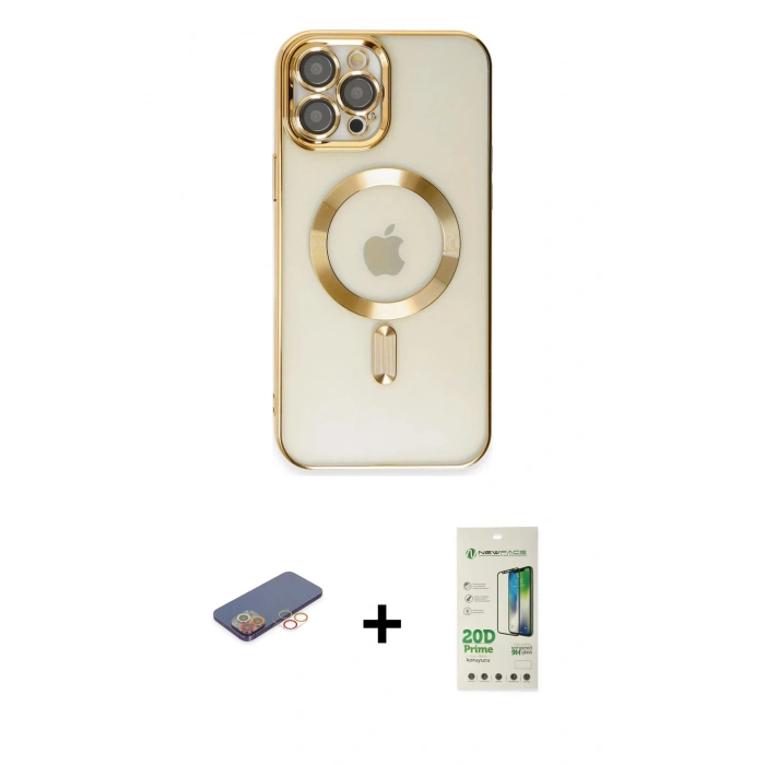 MARSİLYAN™- iPhone 12 Pro Max Kılıf Nova Işık Özel Seri - Siyah 20D Premium Cam Ekran Koruyucu + Renkli Kamera Lens Koruma Cam - TU