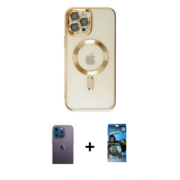 MARSİLYAN™- iPhone 12 Pro Max Kılıf Nova Işık Özel Seri - Siyah 34D Izgaralı Cam + Neon Fosforlu Kamera Lens - MI