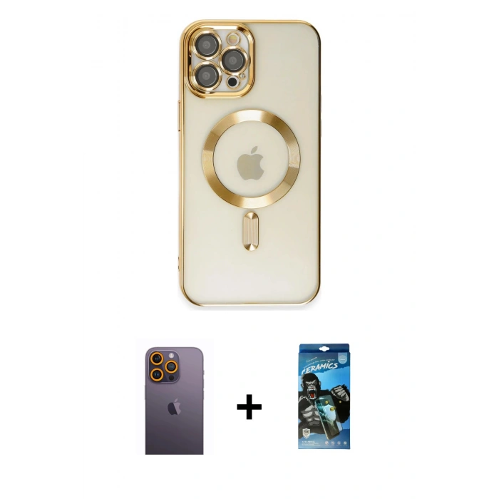 MARSİLYAN™- iPhone 12 Pro Max Kılıf Nova Işık Özel Seri - Siyah 34D Izgaralı Cam + Neon Fosforlu Kamera Lens - SI