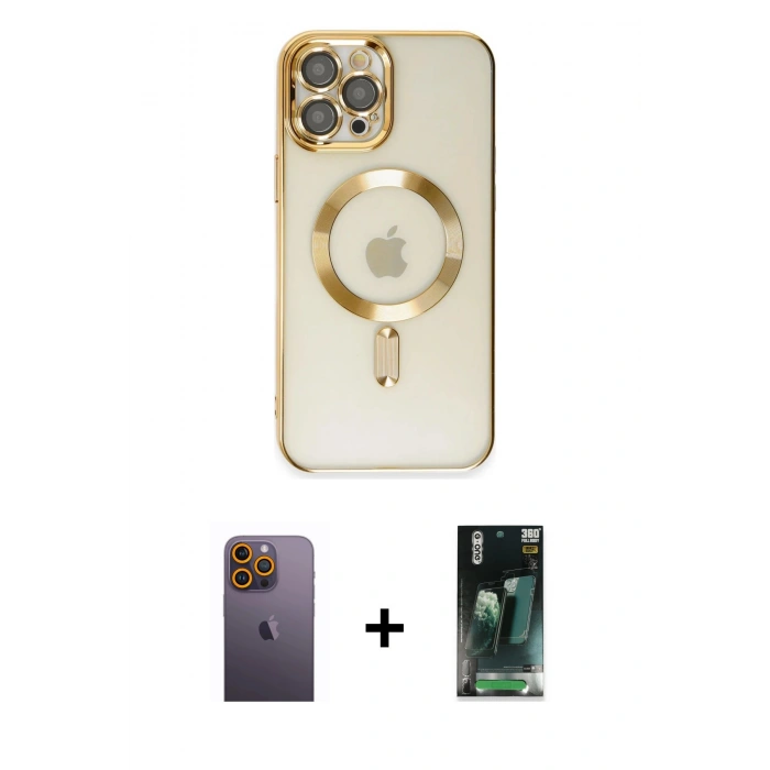 MARSİLYAN™- iPhone 12 Pro Max Kılıf Nova Işık Özel Seri - Siyah 360 Mat Full Body Arka Koruyucu + Neon Fosforlu Kamera Lens - SI