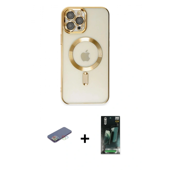 MARSİLYAN™- iPhone 12 Pro Max Kılıf Nova Işık Özel Seri - Siyah 360 Mat Full Body Arka Koruyucu + Renkli Kamera Lens Koruma Cam - MI