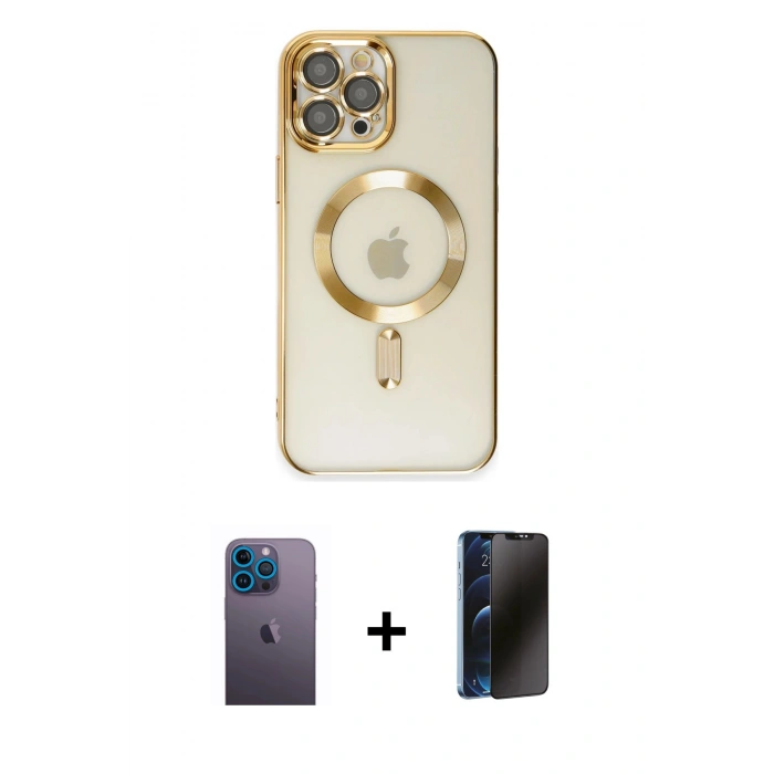 MARSİLYAN™- iPhone 12 Pro Max Kılıf Nova Işık Özel Seri - Siyah 3D Antistatik Hayalet Cam Ekran Koruyucu + Neon Fosforlu Kamera Lens - MI