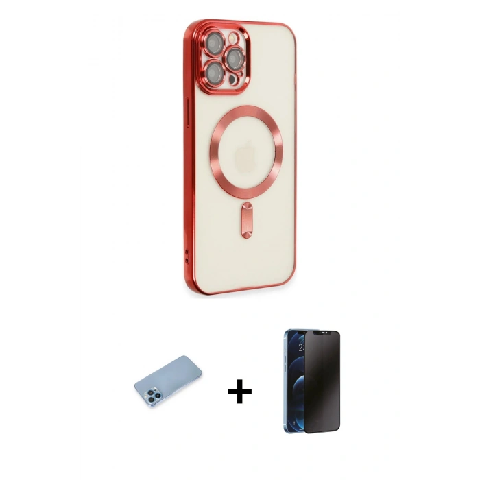 MARSİLYAN™- iPhone 12 Pro Max Kılıf Nova Işık Özel Seri - Siyah 3D Antistatik Hayalet Cam Ekran Koruyucu + Shine Kamera Lens Koruma Cam - MI