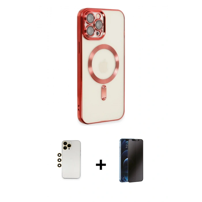 MARSİLYAN™- iPhone 12 Pro Max Kılıf Nova Işık Özel Seri - Siyah 3D Antistatik Hayalet Cam Ekran Koruyucu + Shine Kamera Lens - GD