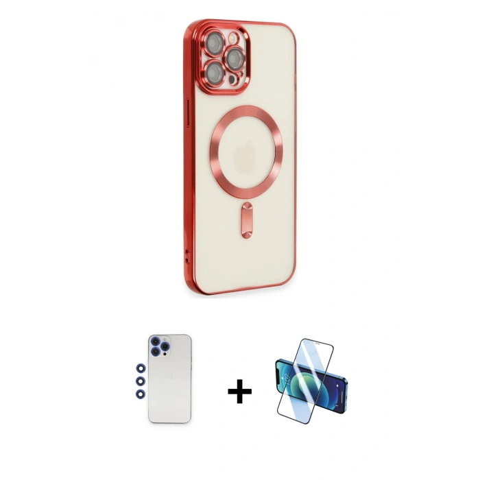 MARSİLYAN™- iPhone 12 Pro Max Kılıf Nova Işık Özel Seri - Siyah 3D Antistatik Seramik Nano Ekran Koruyucu + Shine Kamera Lens - LT