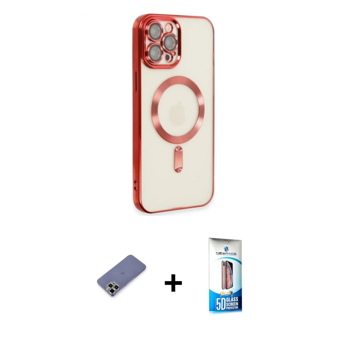 MARSİLYAN™- iPhone 12 Pro Max Kılıf Nova Işık Özel Seri - Siyah 5D Eko Cam Ekran Koruyucu + Metal Kamera Lens Koruma Cam - GD