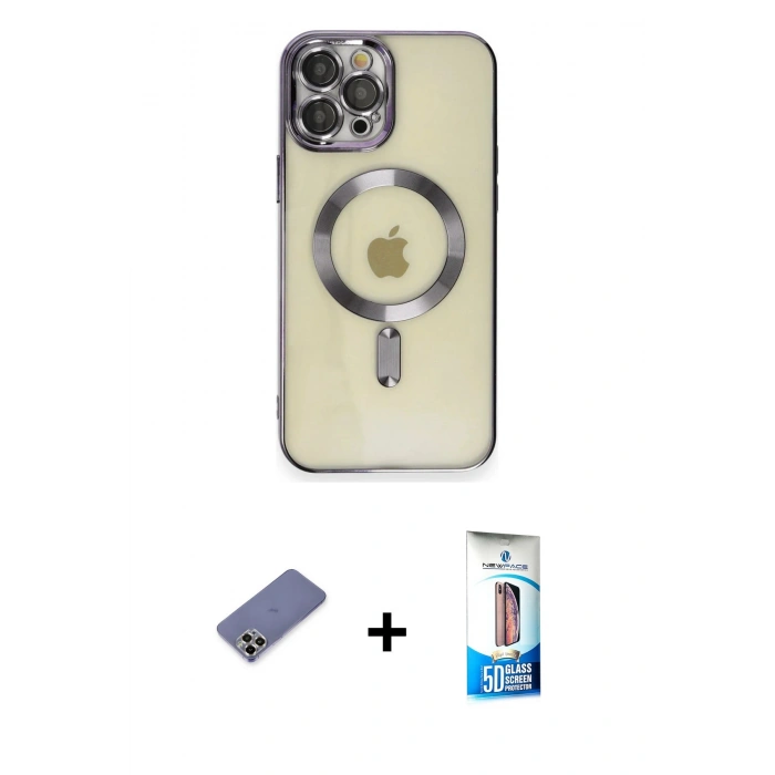 MARSİLYAN™- iPhone 12 Pro Max Kılıf Nova Işık Özel Seri - Siyah 5D Eko Cam Ekran Koruyucu + Metal Kamera Lens Koruma Cam - GD
