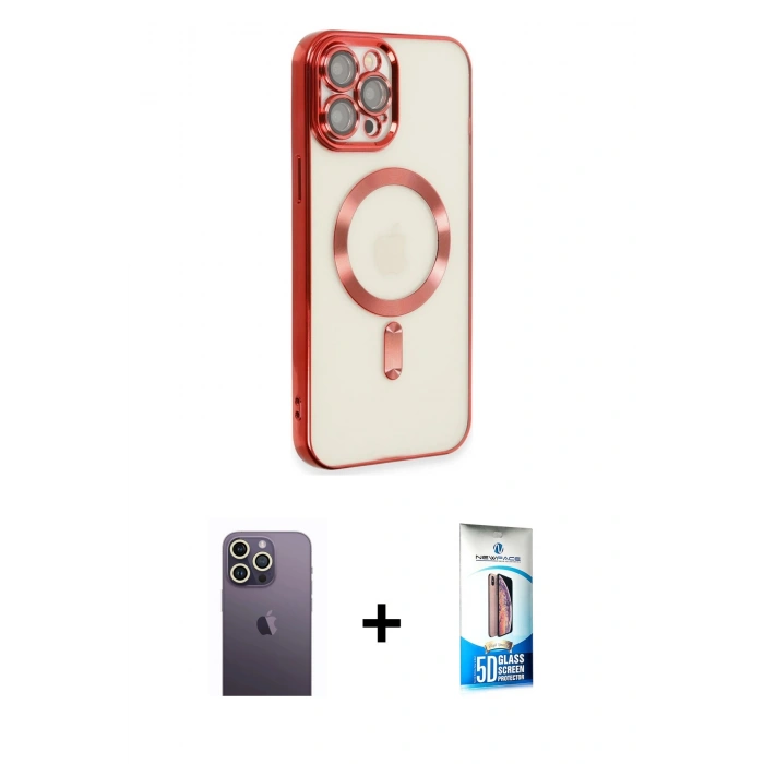 MARSİLYAN™- iPhone 12 Pro Max Kılıf Nova Işık Özel Seri - Siyah 5D Eko Cam Ekran Koruyucu + Neon Fosforlu Kamera Lens - BZ