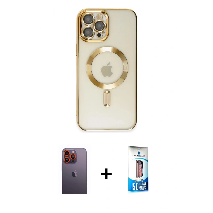MARSİLYAN™- iPhone 12 Pro Max Kılıf Nova Işık Özel Seri - Siyah 5D Eko Cam Ekran Koruyucu + Neon Fosforlu Kamera Lens - TU