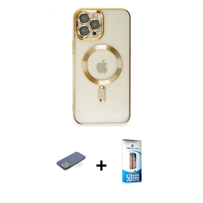 MARSİLYAN™- iPhone 12 Pro Max Kılıf Nova Işık Özel Seri - Siyah 5D Eko Cam Ekran Koruyucu + Renkli Kamera Lens Koruma Cam - YL