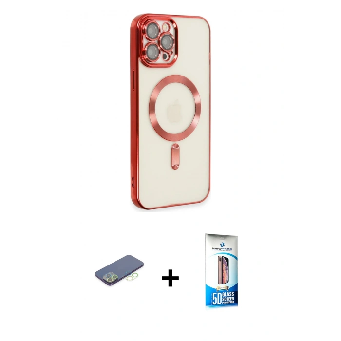 MARSİLYAN™- iPhone 12 Pro Max Kılıf Nova Işık Özel Seri - Siyah 5D Eko Cam Ekran Koruyucu + Renkli Kamera Lens Koruma Cam - YL