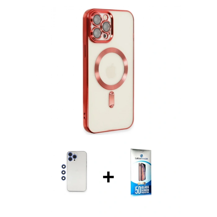 MARSİLYAN™- iPhone 12 Pro Max Kılıf Nova Işık Özel Seri - Siyah 5D Eko Cam Ekran Koruyucu + Shine Kamera Lens - LT