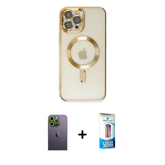 MARSİLYAN™- iPhone 12 Pro Max Kılıf Nova Işık Özel Seri - Siyah 5D Eko Cam Ekran Koruyucu + Neon Fosforlu Kamera Lens - YL