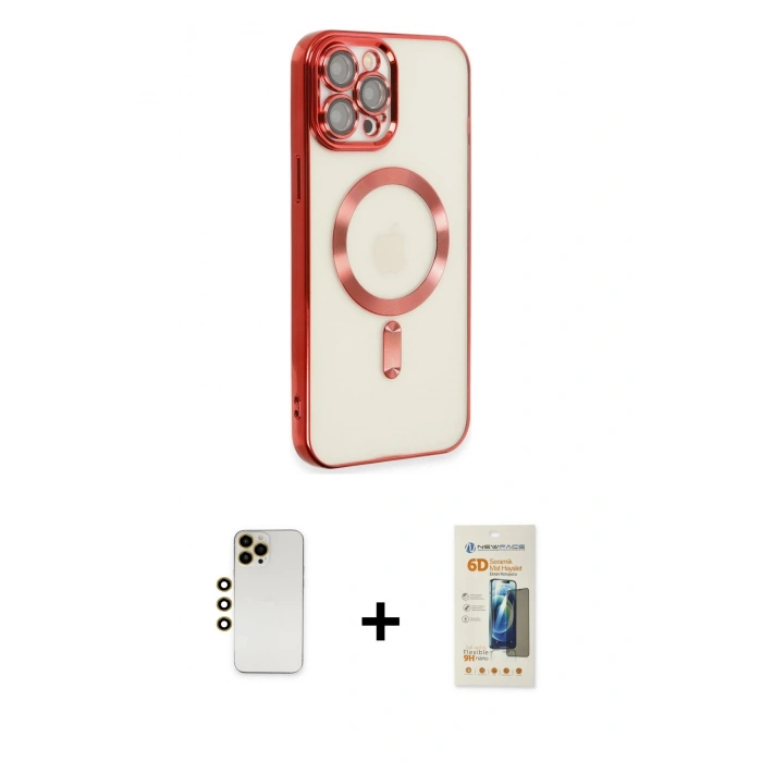 MARSİLYAN™- iPhone 12 Pro Max Kılıf Nova Işık Özel Seri - Siyah 6D Mat Seramik Hayalet Nano Ekran Koruyucu + Shine Kamera Lens - GD