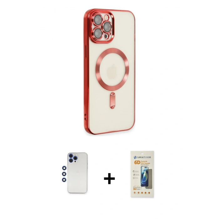 MARSİLYAN™- iPhone 12 Pro Max Kılıf Nova Işık Özel Seri - Siyah 6D Mat Seramik Hayalet Nano Ekran Koruyucu + Shine Kamera Lens - LT