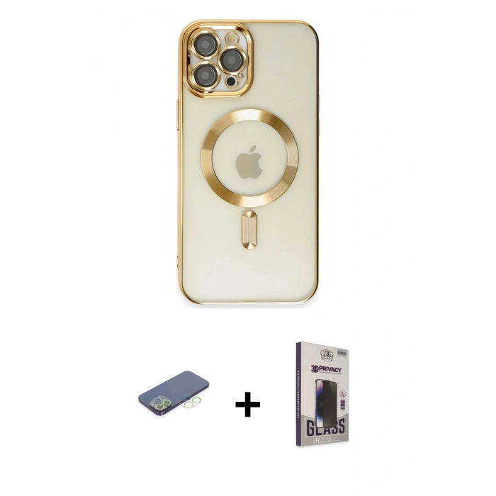 MARSİLYAN™- iPhone 12 Pro Max Kılıf Nova Işık Özel Seri - Siyah Bilvis Hayalet Cam Ekran Koruyucu + Renkli Kamera Lens Koruma Cam - YL