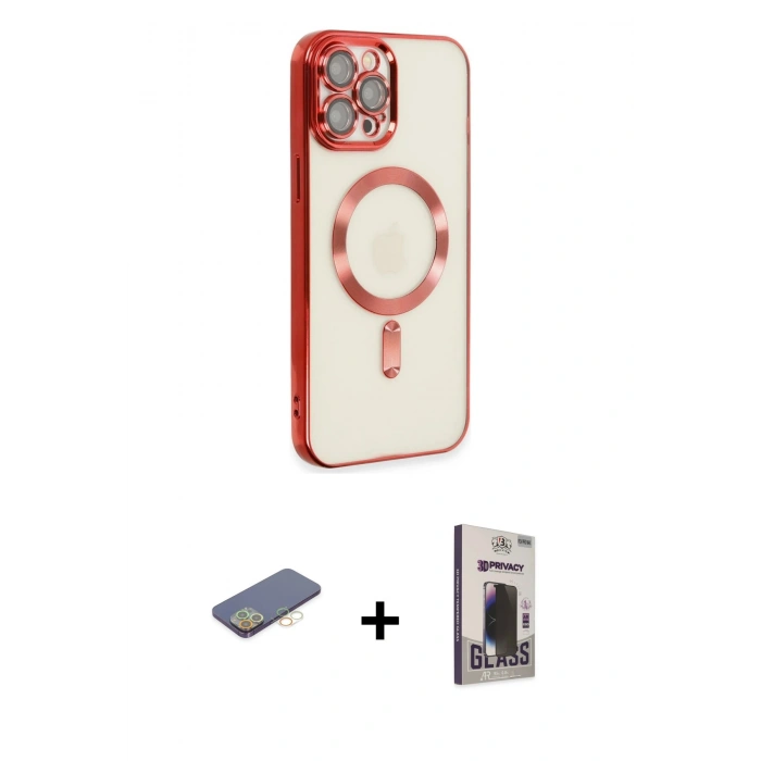 MARSİLYAN™- iPhone 12 Pro Max Kılıf Nova Işık Özel Seri - Siyah Bilvis Hayalet Cam Ekran Koruyucu + Sarı Renkli Kamera Lens Koruma Cam