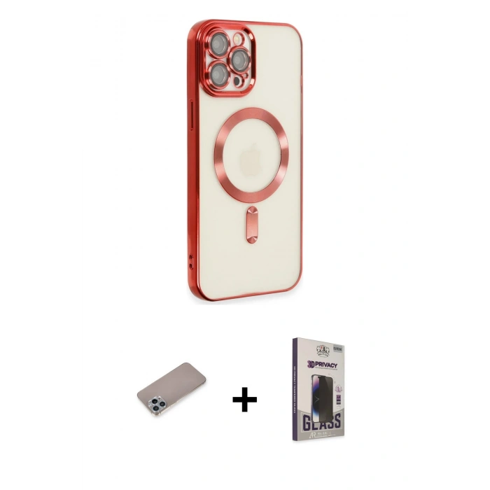 MARSİLYAN™- iPhone 12 Pro Max Kılıf Nova Işık Özel Seri - Siyah Bilvis Hayalet Cam Ekran Koruyucu + Shine Kamera Lens Koruma Cam - SABE