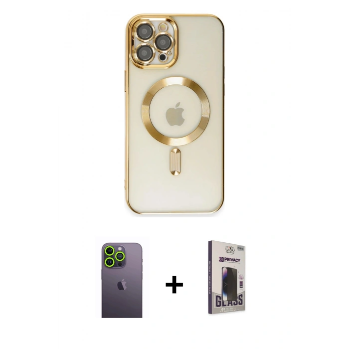 MARSİLYAN™- iPhone 12 Pro Max Kılıf Nova Işık Özel Seri - Siyah Bilvis Hayalet Cam Ekran Koruyucu + Yeşil Neon Fosforlu Kamera Lens