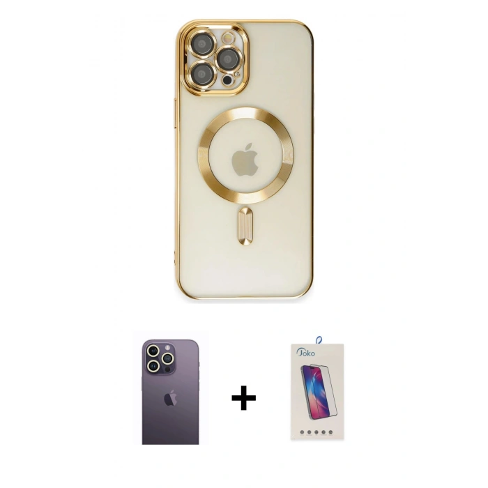 MARSİLYAN™- iPhone 12 Pro Max Kılıf Nova Işık Özel Seri - Siyah Joko 5D Cam + Neon Fosforlu Kamera Lens - BZ