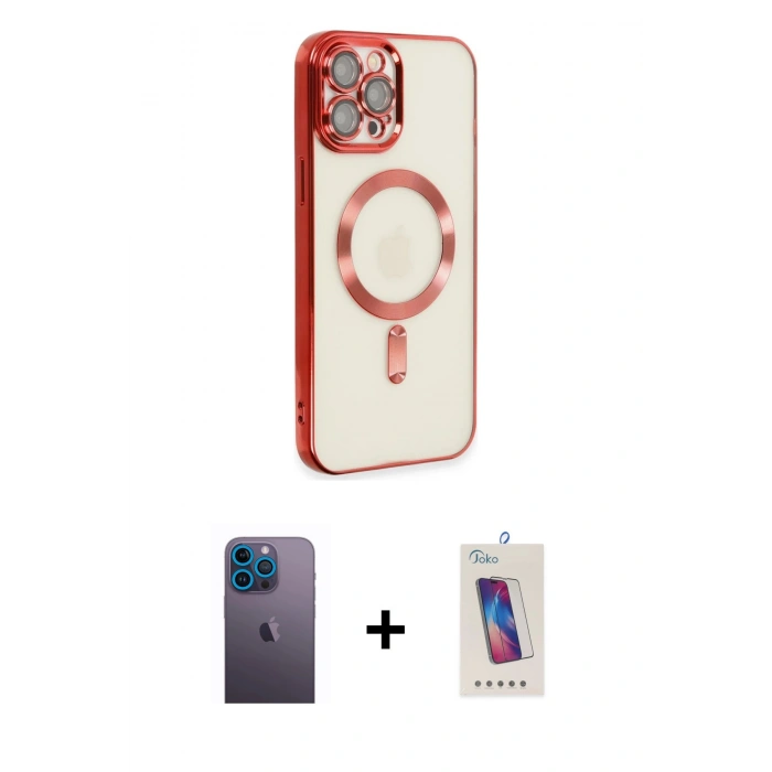 MARSİLYAN™- iPhone 12 Pro Max Kılıf Nova Işık Özel Seri - Siyah Joko 5D Cam + Mavi Neon Fosforlu Kamera Lens