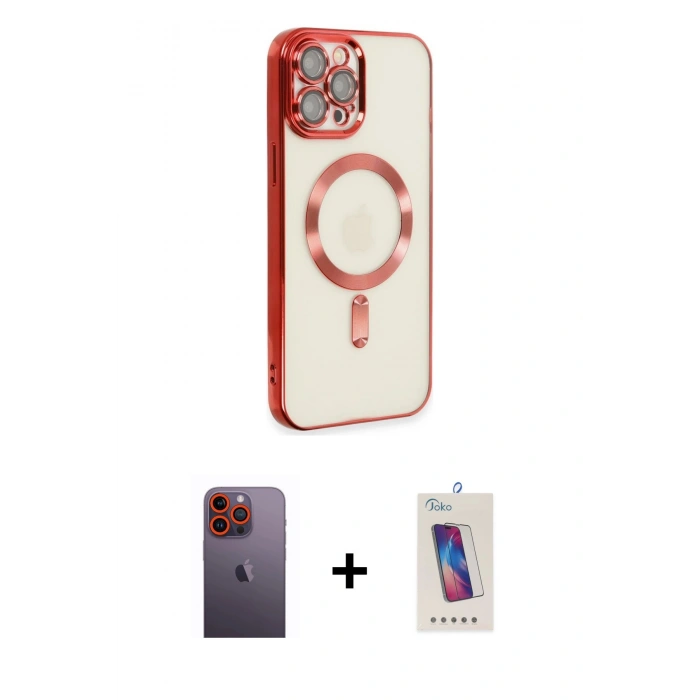 MARSİLYAN™- iPhone 12 Pro Max Kılıf Nova Işık Özel Seri - Siyah Joko 5D Cam + Neon Fosforlu Kamera Lens - TU