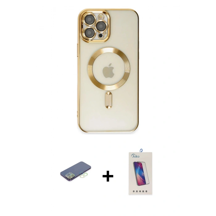 MARSİLYAN™- iPhone 12 Pro Max Kılıf Nova Işık Özel Seri - Siyah Joko 5D Cam + Renkli Kamera Lens Koruma Cam - YL