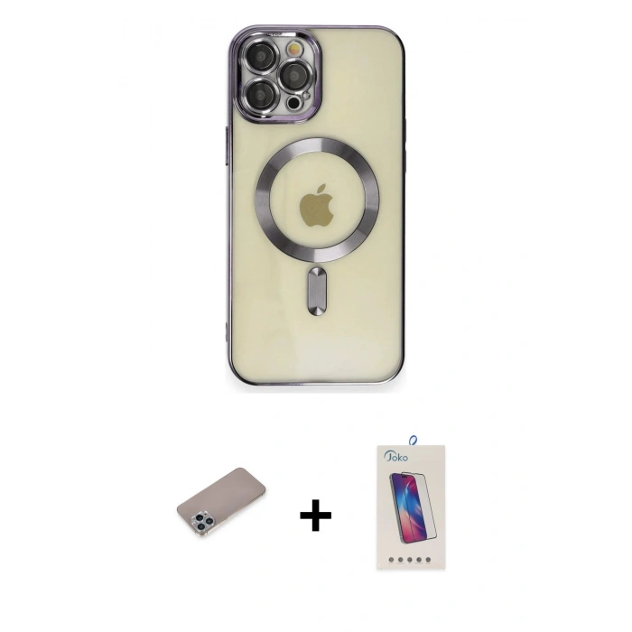 MARSİLYAN™- iPhone 12 Pro Max Kılıf Nova Işık Özel Seri - Siyah Joko 5D Cam + Shine Kamera Lens Koruma Cam - SABE