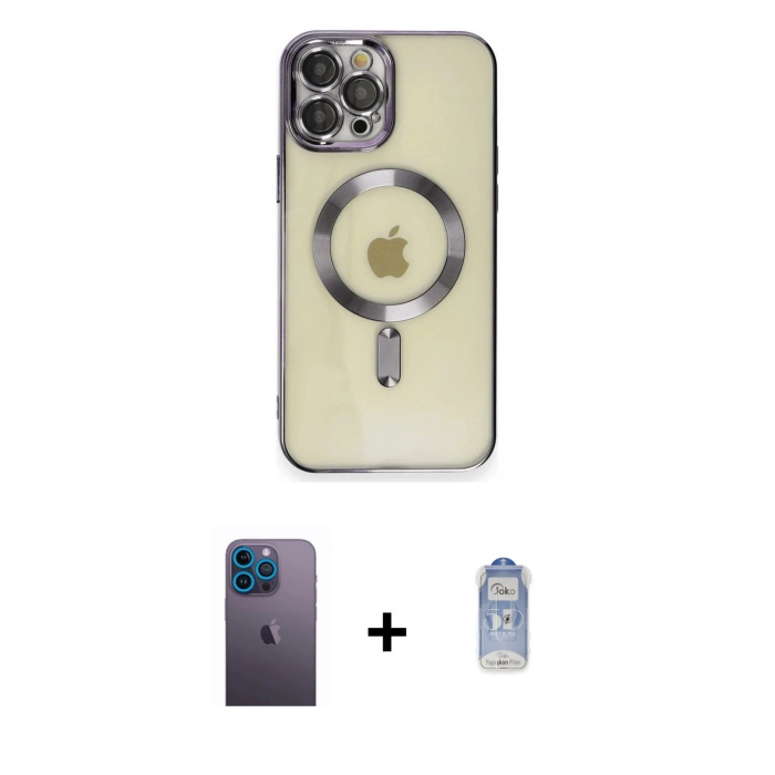 MARSİLYAN™- iPhone 12 Pro Max Kılıf Nova Işık Özel Seri - Siyah Joko Magic 5D Cam + Neon Fosforlu Kamera Lens - MI