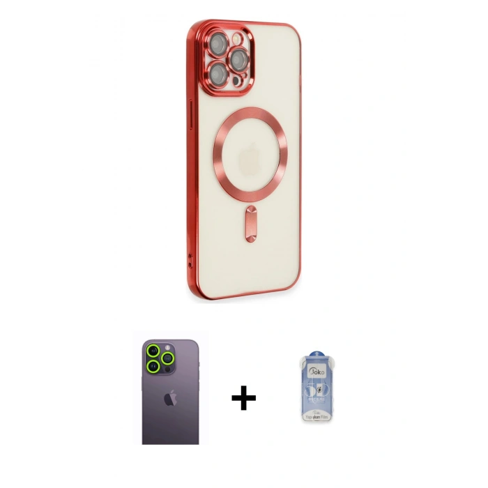 MARSİLYAN™- iPhone 12 Pro Max Kılıf Nova Işık Özel Seri - Siyah Joko Magic 5D Cam + Neon Fosforlu Kamera Lens - YL