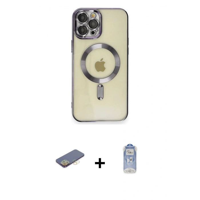 MARSİLYAN™- iPhone 12 Pro Max Kılıf Nova Işık Özel Seri - Siyah Joko Magic 5D Cam + Renkli Kamera Lens Koruma Cam - SI