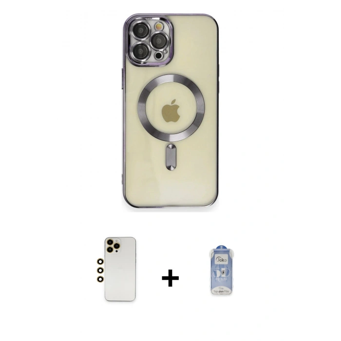 MARSİLYAN™- iPhone 12 Pro Max Kılıf Nova Işık Özel Seri - Siyah Joko Magic 5D Cam + Shine Kamera Lens - GD