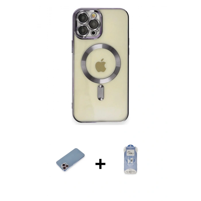 MARSİLYAN™- iPhone 12 Pro Max Kılıf Nova Işık Özel Seri - Siyah Joko Magic 5D Cam + Shine Kamera Lens Koruma Cam - PE