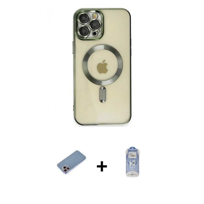 MARSİLYAN™- iPhone 12 Pro Max Kılıf Nova Işık Özel Seri - Siyah Joko Magic 5D Cam + Shine Kamera Lens Koruma Cam - PE