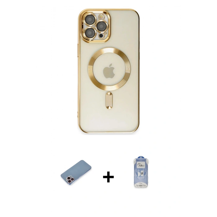 MARSİLYAN™- iPhone 12 Pro Max Kılıf Nova Işık Özel Seri - Siyah Joko Magic 5D Cam + Shine Kamera Lens Koruma Cam - PE