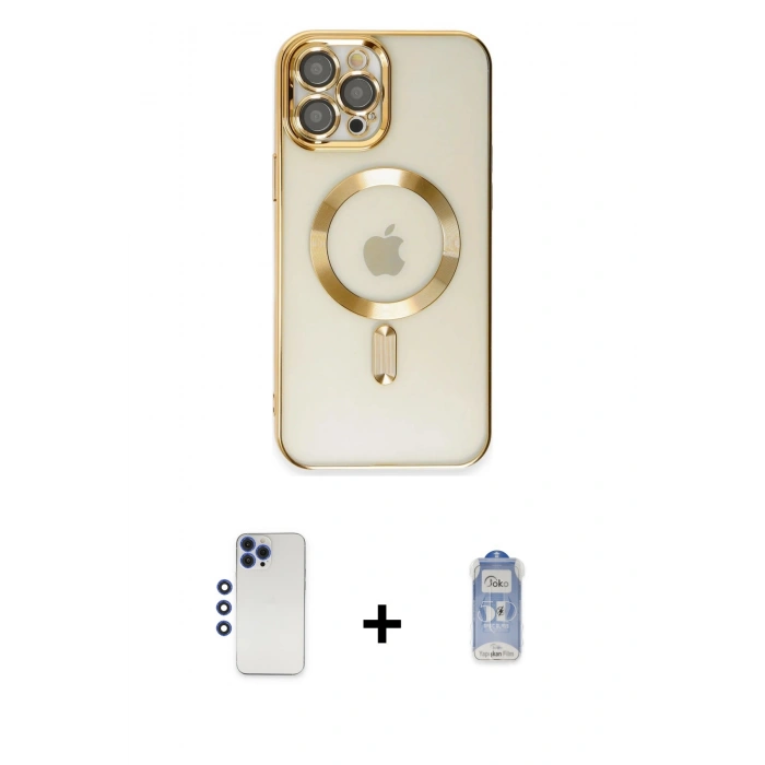 MARSİLYAN™- iPhone 12 Pro Max Kılıf Nova Işık Özel Seri - Siyah Joko Magic 5D Cam + Shine Kamera Lens - LT