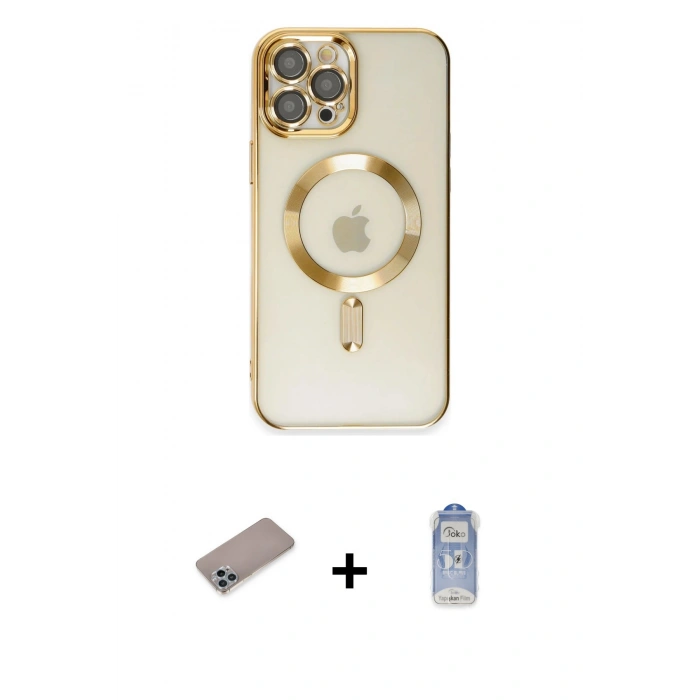 MARSİLYAN™- iPhone 12 Pro Max Kılıf Nova Işık Özel Seri - Siyah Joko Magic 5D Cam + Sierra Blue Shine Kamera Lens Koruma Cam