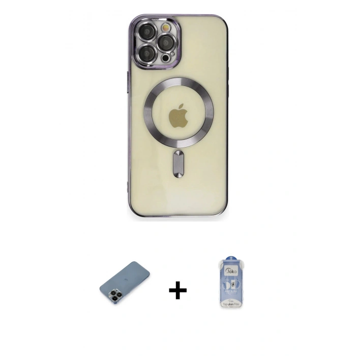 MARSİLYAN™- iPhone 12 Pro Max Kılıf Nova Işık Özel Seri - Siyah Joko Magic 5D Cam + Shine Kamera Lens Koruma Cam - SH