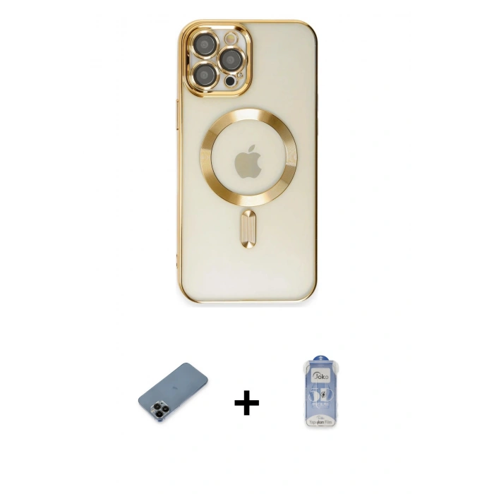 MARSİLYAN™- iPhone 12 Pro Max Kılıf Nova Işık Özel Seri - Siyah Joko Magic 5D Cam + Shine Kamera Lens Koruma Cam - SH