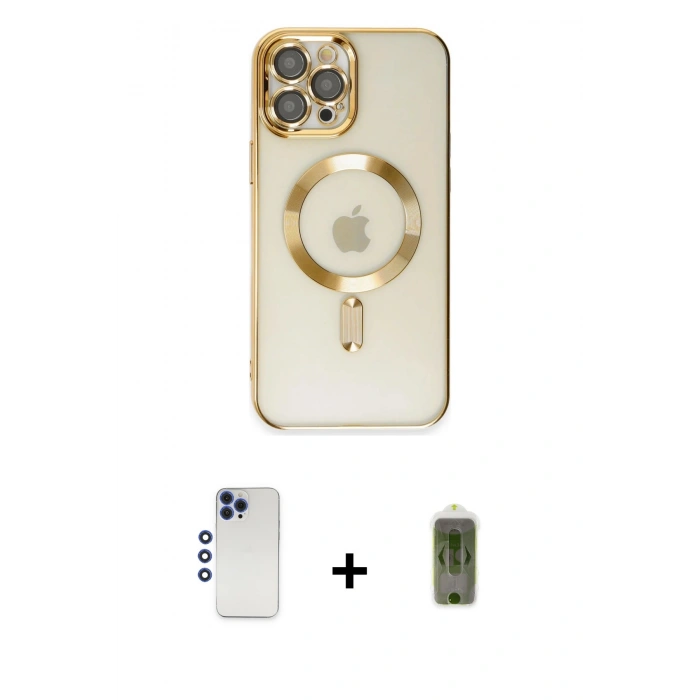 MARSİLYAN™- iPhone 12 Pro Max Kılıf Nova Işık Özel Seri - Siyah Joko Magic 5D Hayalet Cam + Lacivert Shine Kamera Lens