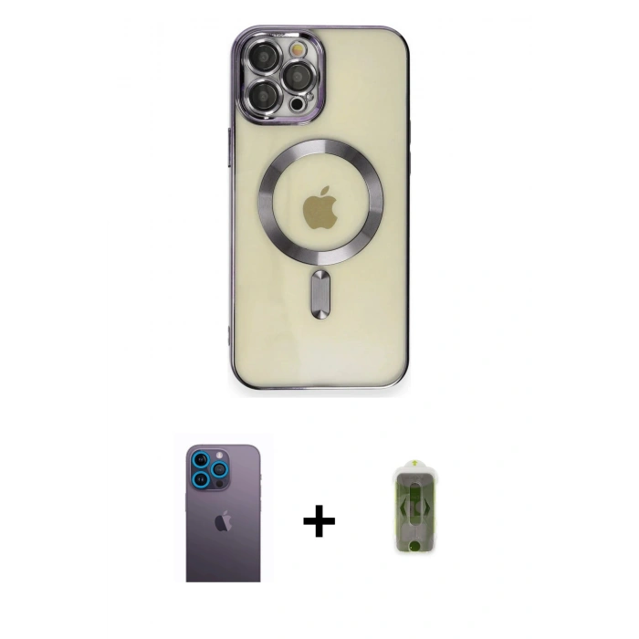 MARSİLYAN™- iPhone 12 Pro Max Kılıf Nova Işık Özel Seri - Siyah Joko Magic 5D Hayalet Cam + Neon Fosforlu Kamera Lens - MI