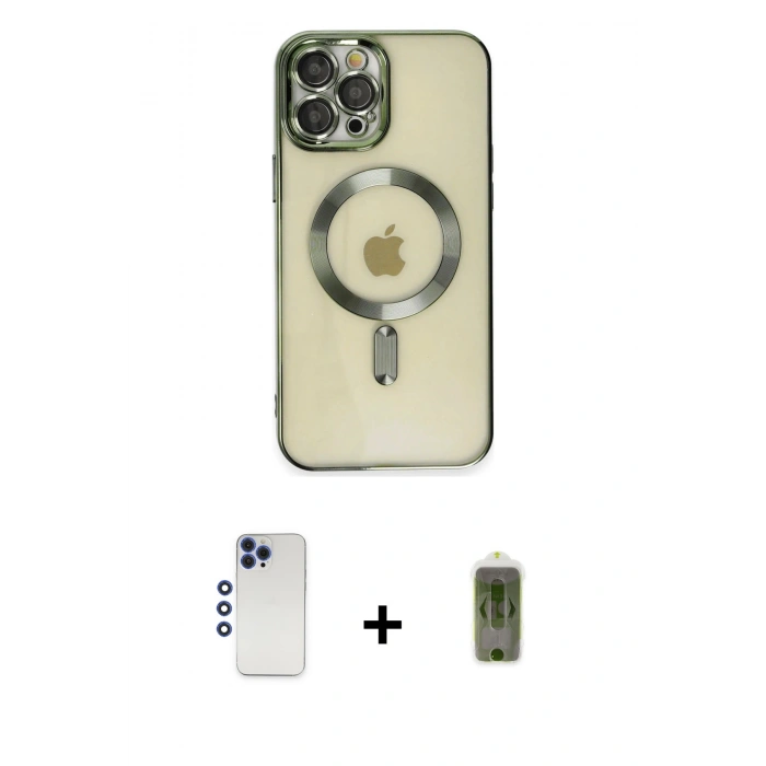 MARSİLYAN™- iPhone 12 Pro Max Kılıf Nova Işık Özel Seri - Siyah Joko Magic 5D Hayalet Cam + Shine Kamera Lens - LT